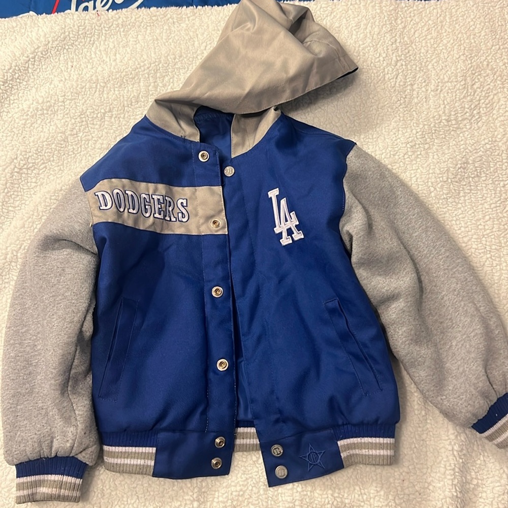 Vintage Los Angeles Dodgers MLB Hooded Reversible Jacket Size Youth Small